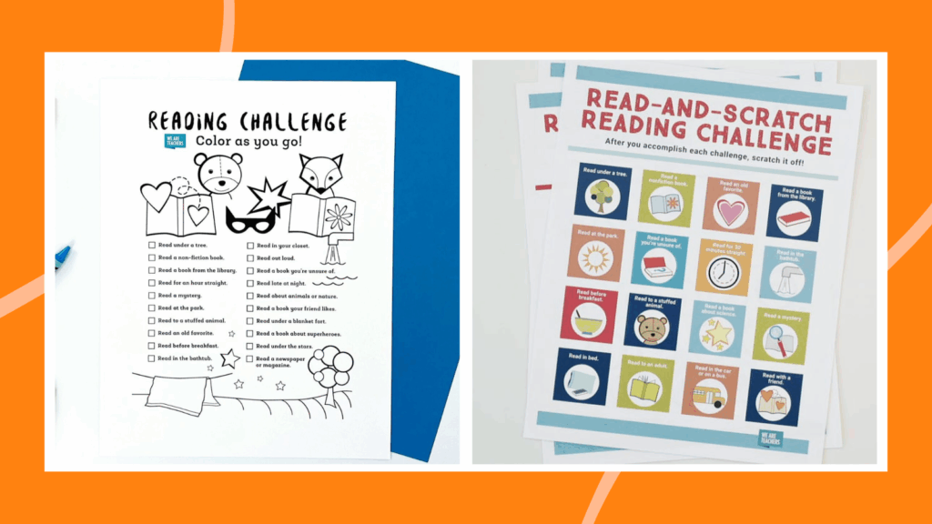 reading challenge and scratch off reading task