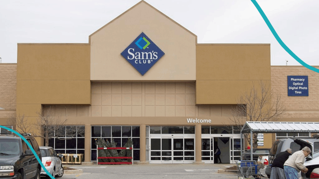 Outside building and parking lot of Sam's Club where teachers can get a special 60% off discount.