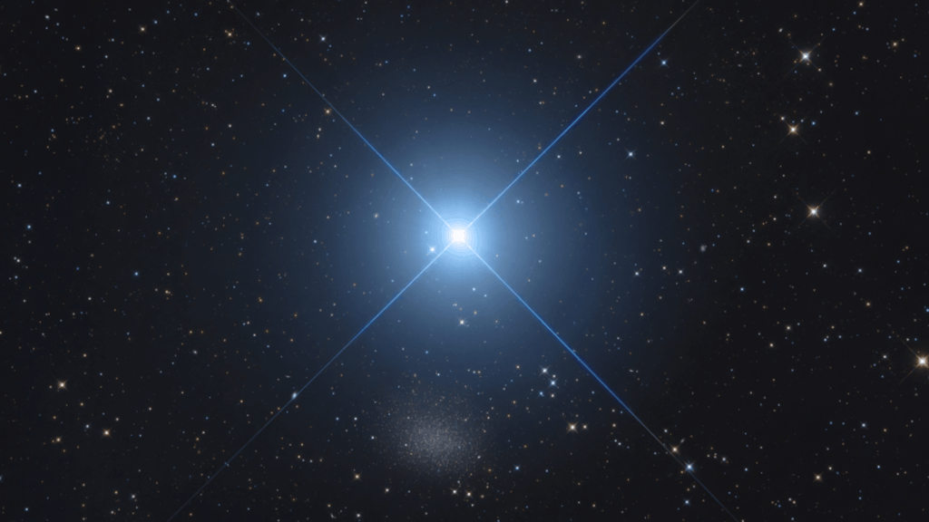 a large blue star with radiant points
