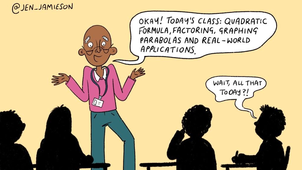 Illustration of teacher who is behind the pacing guide