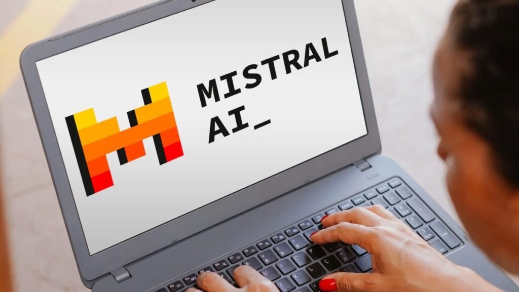 Mistral closes in on Big AI rivals with new open-weight frontier and small models Mistral logo on laptop screen