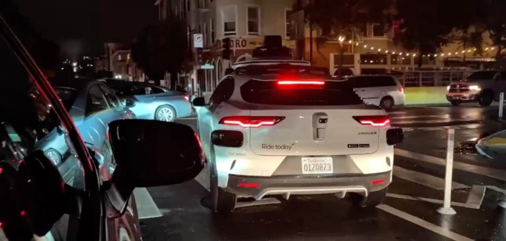 Screenshot of Waymo vehicle stalled in San Francisco