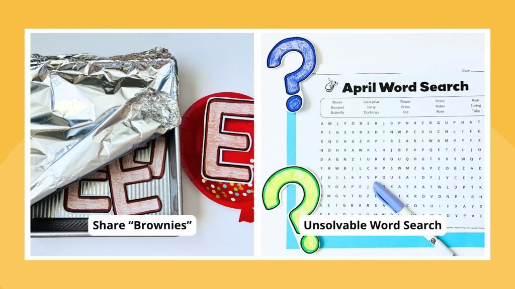 an image of two student-friendly pranks teachers can play on their students to celebrate April Fools' Day