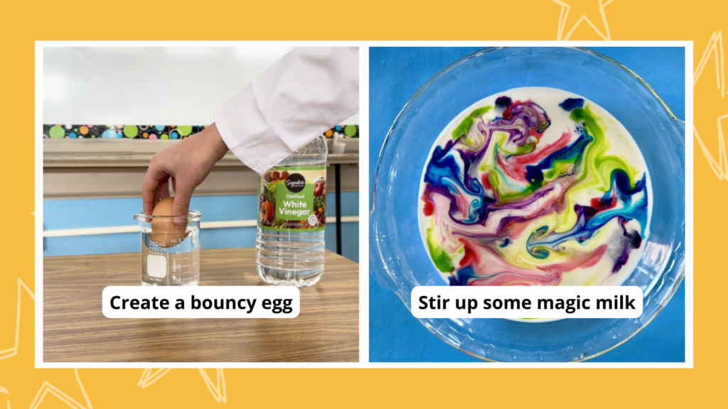 50 Simple and Fun Science Activities for Preschoolers SIde by side images of preschool science activities